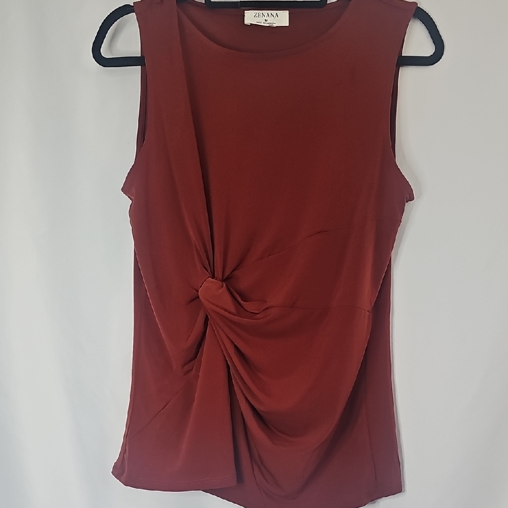 Zenana Outfitters Women's Deep Red Knot Tank Top